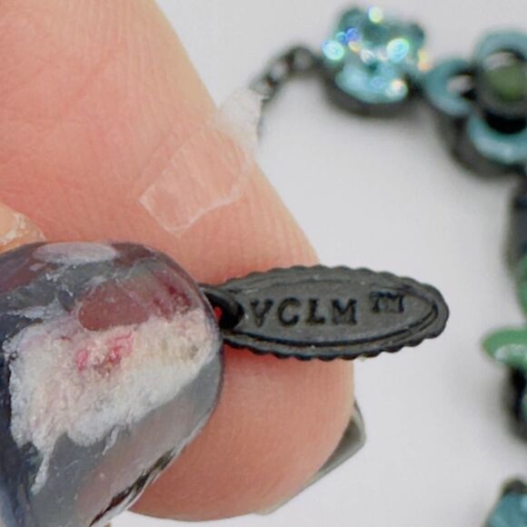 Vintage 1990'Small VCLM Flower Rhinestone Crystal Y-Drop Necklace - Picture 5 of 5